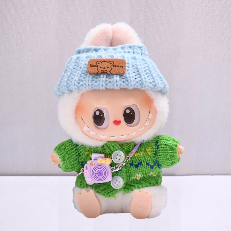 Mini Doll'S Clothes Outfit Accessories For Labubu for Elf doll Knitted Christmas Love twisted solid Santa sweater Clothing