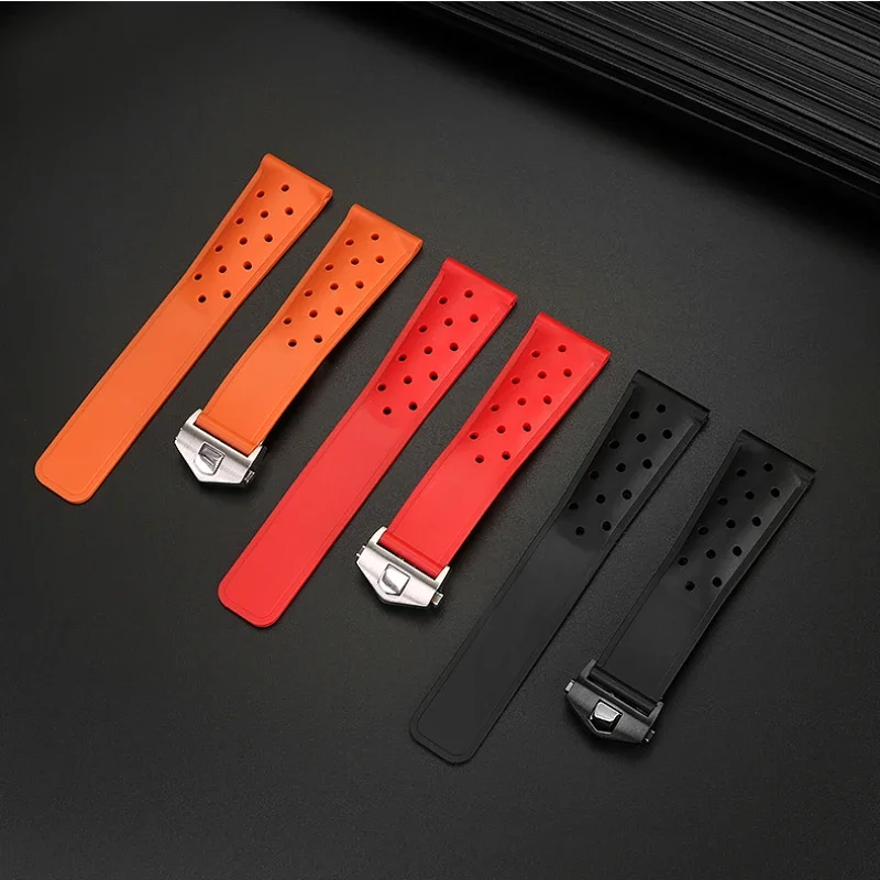 Breathable silicone strap 22mm For TAG Heuer FORMULA 1 racing Carrera Race MONACO rubber watchband 22mm Men's Watch accessories