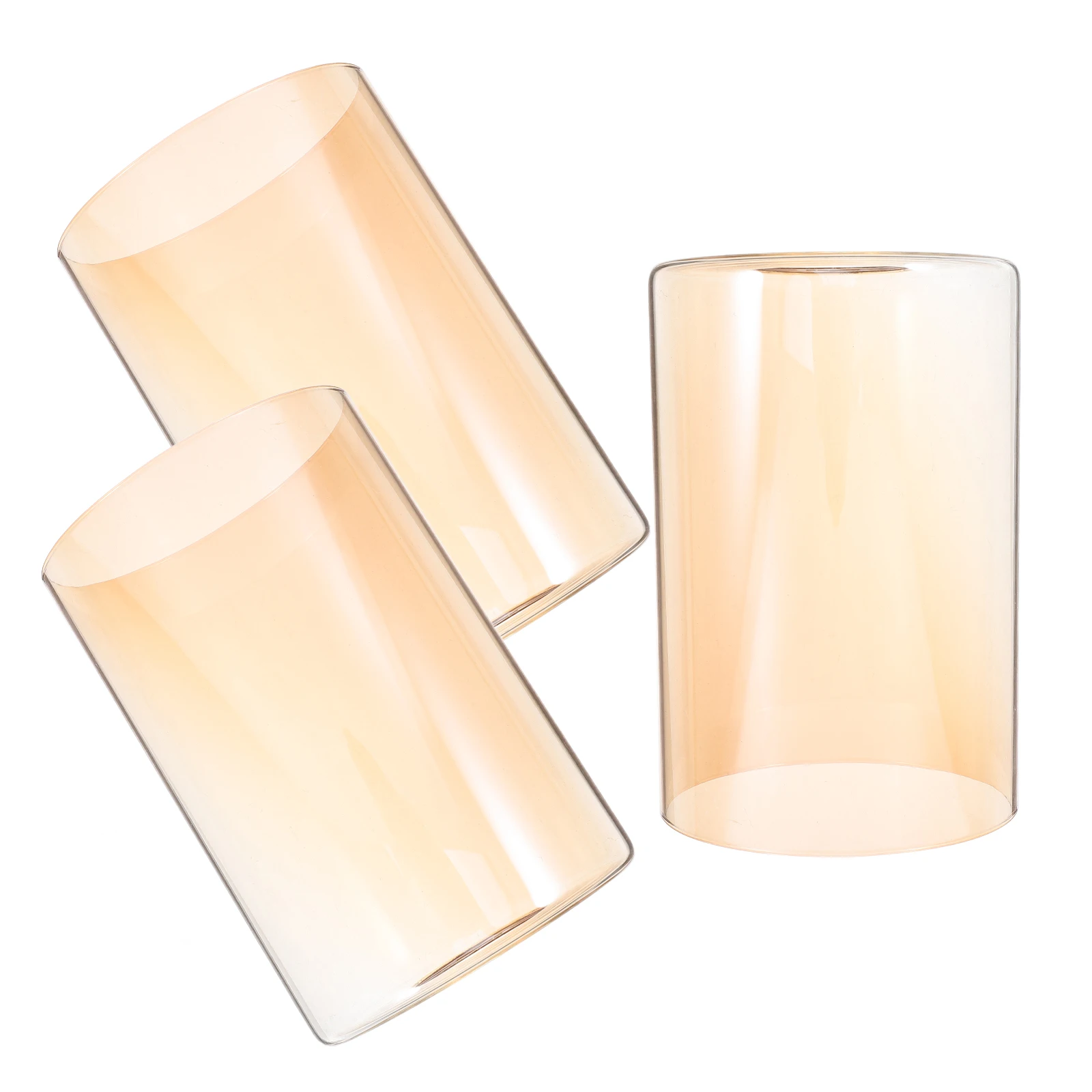 

3Pcs Glass Lamp Shades Amber Cylinder Replacement for Pendant Light Fixtures Hanging Decorative Shade Cover for Living Room