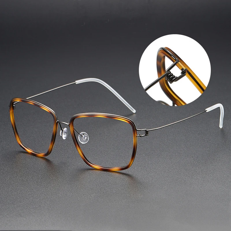 Vintage ultraleichte schrauben lose Brille Rahmen Frauen Retro quadratische Titan Acetat Ring Brillen Männer hochwertige optische Brillen