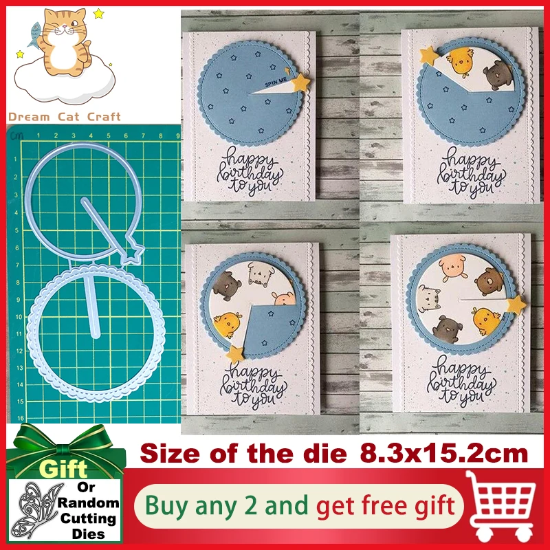 Schieberad-Stanzschnitte, drehende Uhr, Metall-Stanzformen, Schablonen für DIY Scrapbooking, dekorative Prägung, Papier 2024, Weihnachten