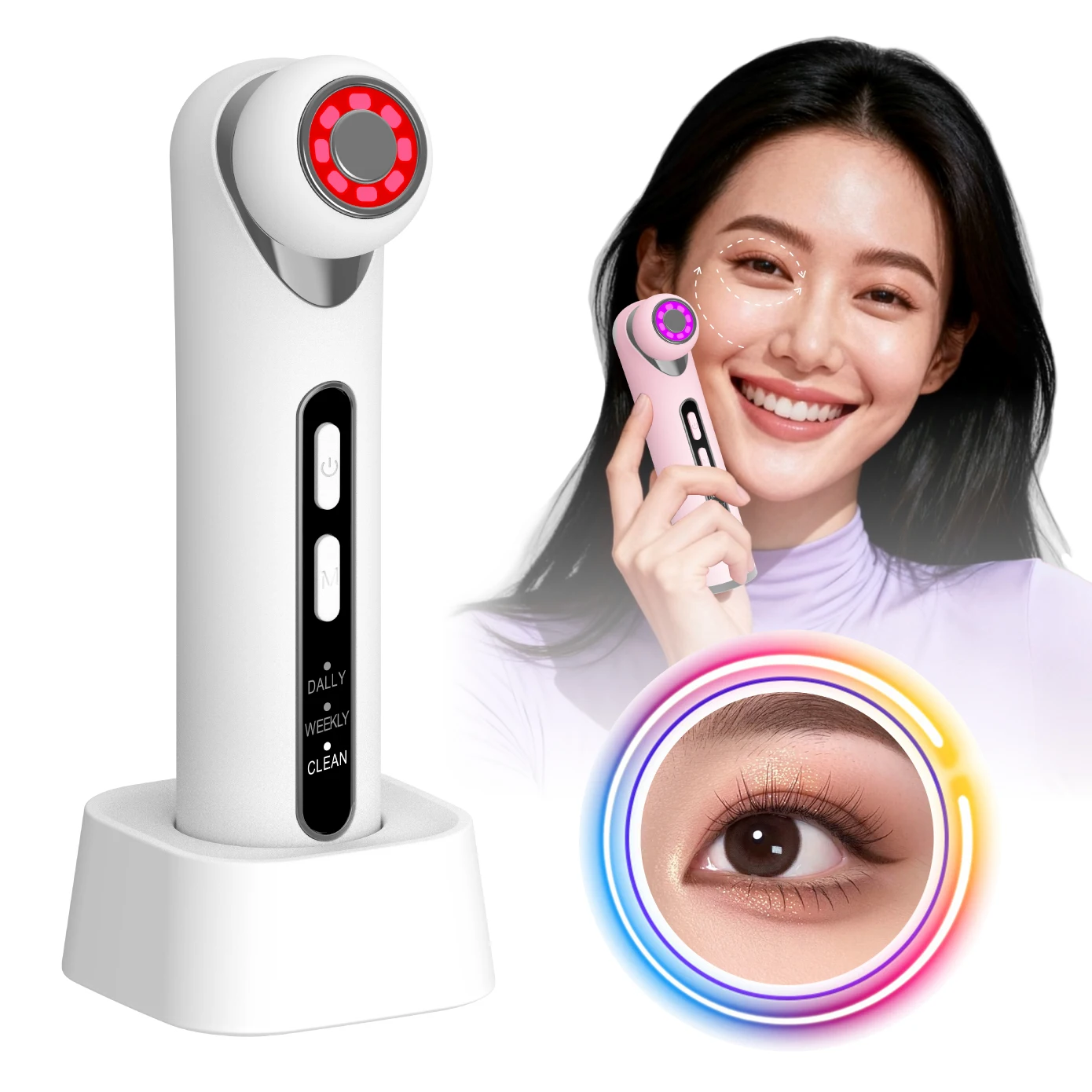 5 in 1 Vibrating Eye Beauty Device Electric Eye Wand Facial Massager Portable Eye Skincare Tool for Puffiness Dark Circles