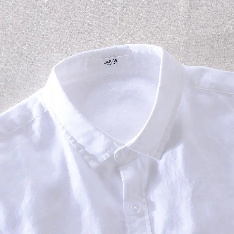 Men's Cotton Linen irt Long Sve Breathable Thin Winter  Color Square Collar Open Cardigan Sle Casual Busin irt