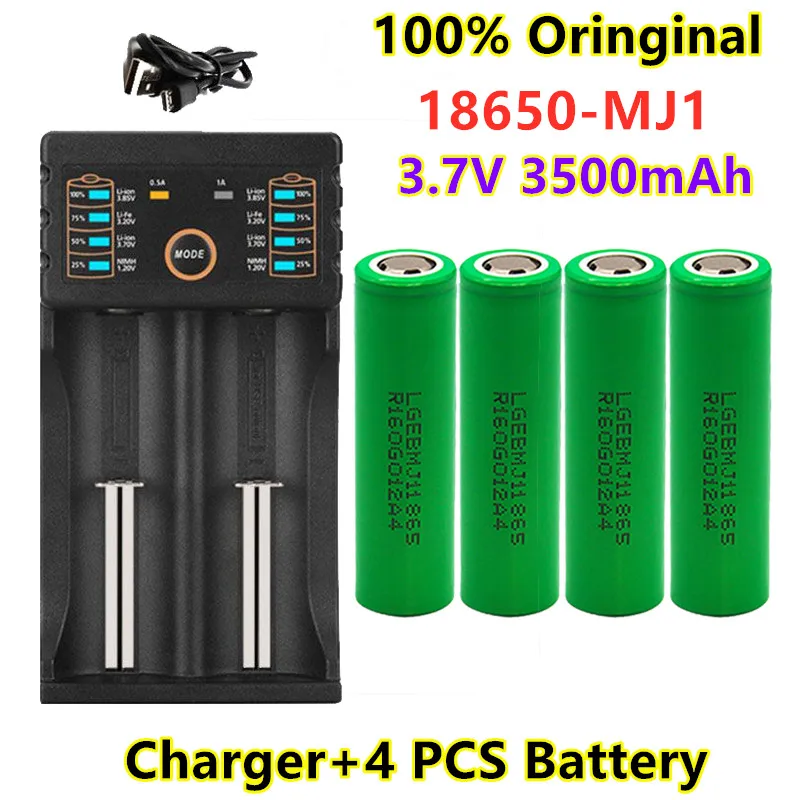 100% 원래 mj13.7v3500mah 18650 bateriarecarregável de lítio para baterias de lanterna 파라 mj1 3500 mah bateria + carregador