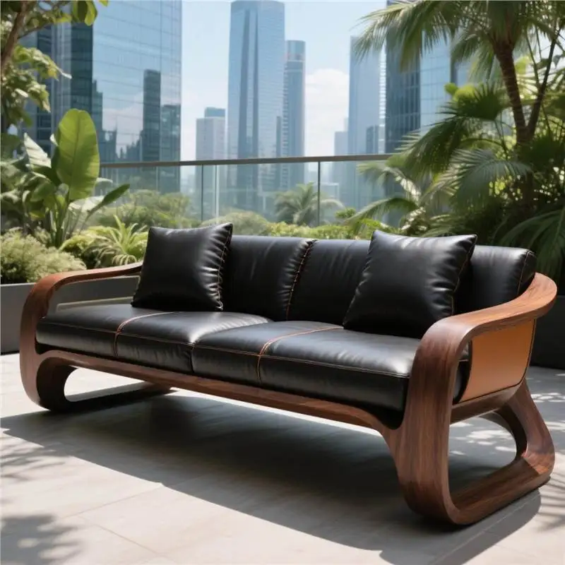 Ash wood furniture Zen living room sofa coffee table combination