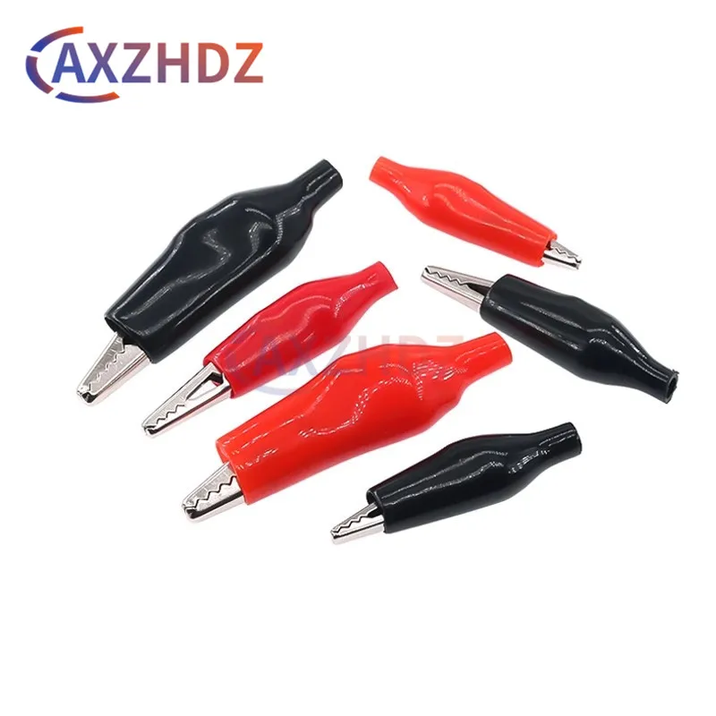 50PCS 28MM 35MM 45MM Metal Alligator Clip Crocodile Electrical Clamp Testing Probe Meter Black Red with Plastic