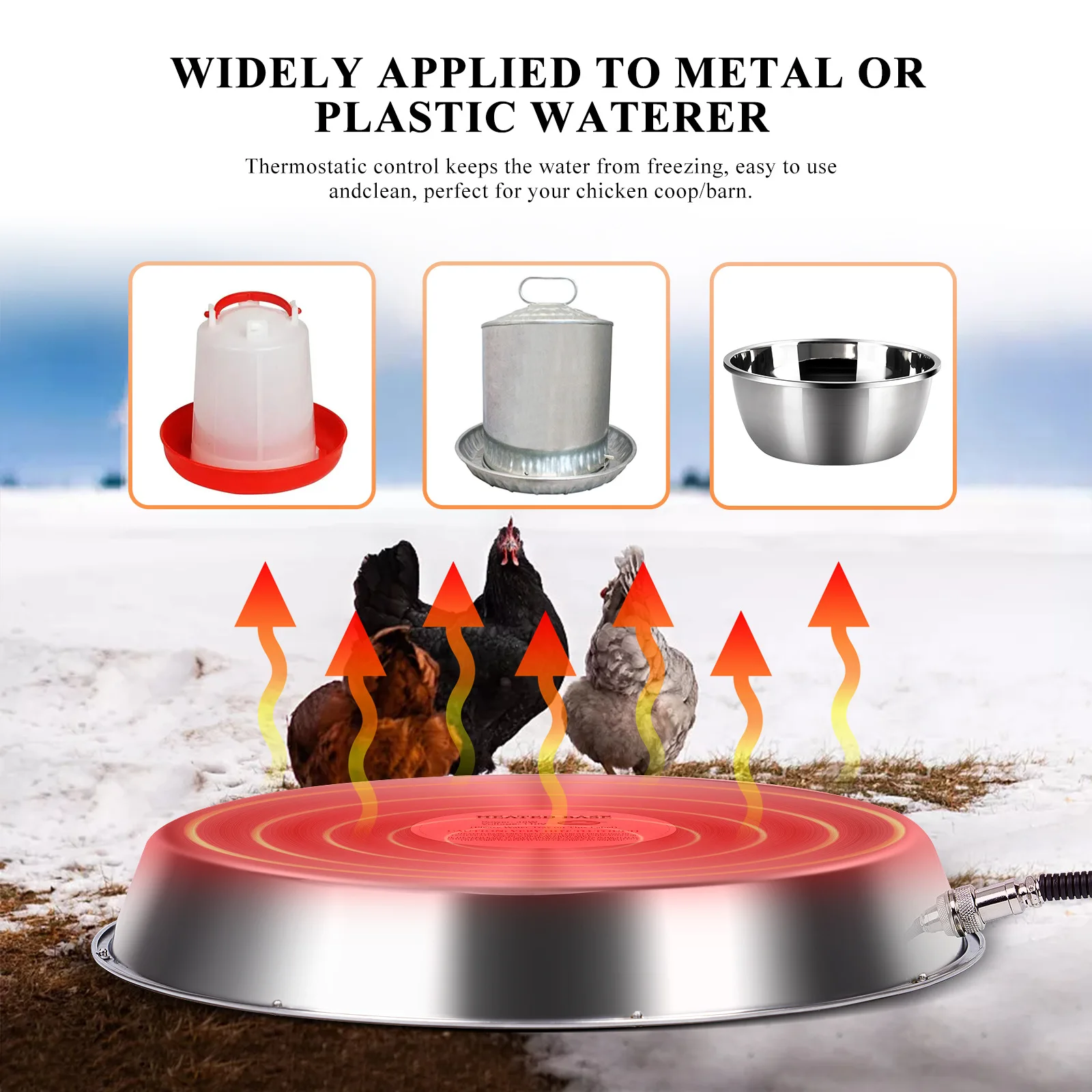 Heating base chicken drinking water heater chick drinking water heater trough winter pet