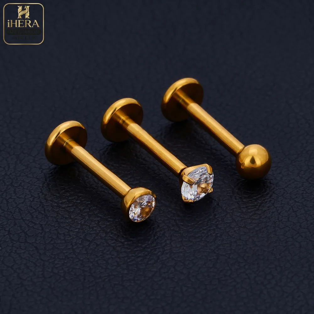 5/50 Stück G23 Titan Piercing Labret Lippenstecker 16G Innengewinde Ohrstecker Nasenstecker Tragus Knorpel Helix Daith Körperpiercing – Detail 34