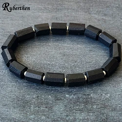 Ruberthen New Natural Raw Black Obsidian Wrist Mala Mens Energy Yoga Grounding Root Chakra Bracelet