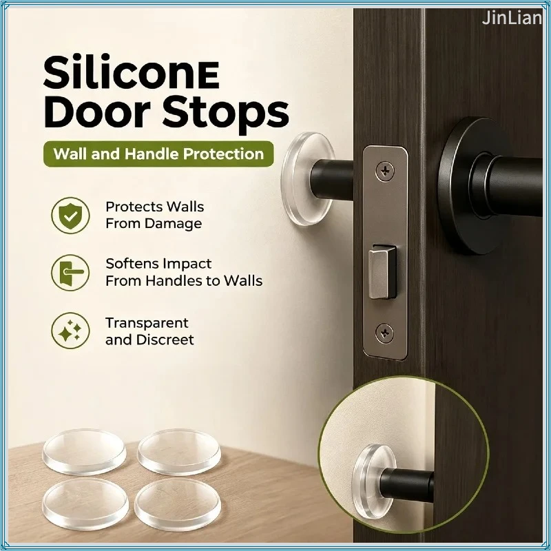 Door Knob Wall Shield Clear Soft Rubber Door Stopper Door Handle Bumper Mute Stickers Wall Protector Muffler Pad Protective Plug