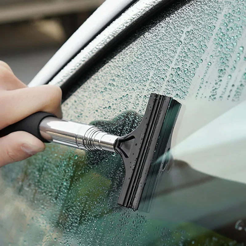 Car Rearview Mirror Wiper Cleaning Tool Auto Glass Mist Cleaner Scraper Car Accessories Handle Telescopic Window Cleaning Brush image 4