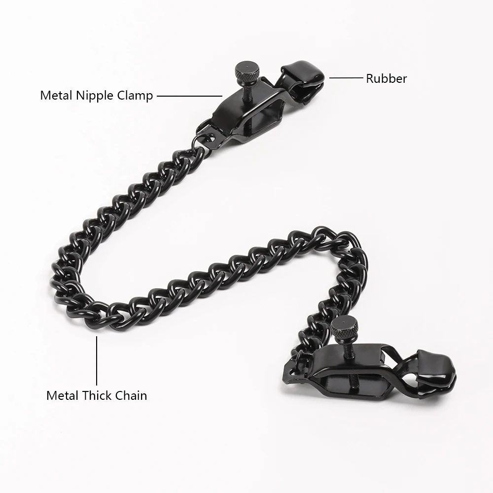 Nipple Clamp with Thick Chain Adjustable Metal Nipple Clip Non-piercing Breast Clip Adult Sex Toys for Women and Couple Pleasure