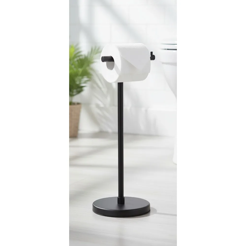 

Modern Freestanding Toilet Paper Holder Stand, SUS304 Stainless Steel Rustproof Tissue Roll Holder for Bathroom Kitchen