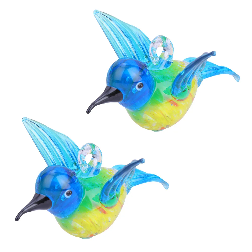 

2Pcs Glass Hummingbird Ornament Colorful Hanging Crystal Bird Decoration for Home Garden Holiday Christmas Festival Gift