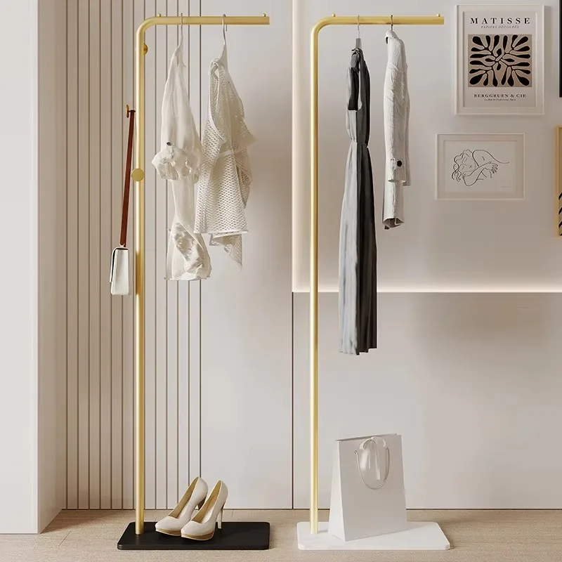 L Shaped Industrial Metal Freestanding Garment Rack, Floor Coat Stand for Jackets, Hats and Bags