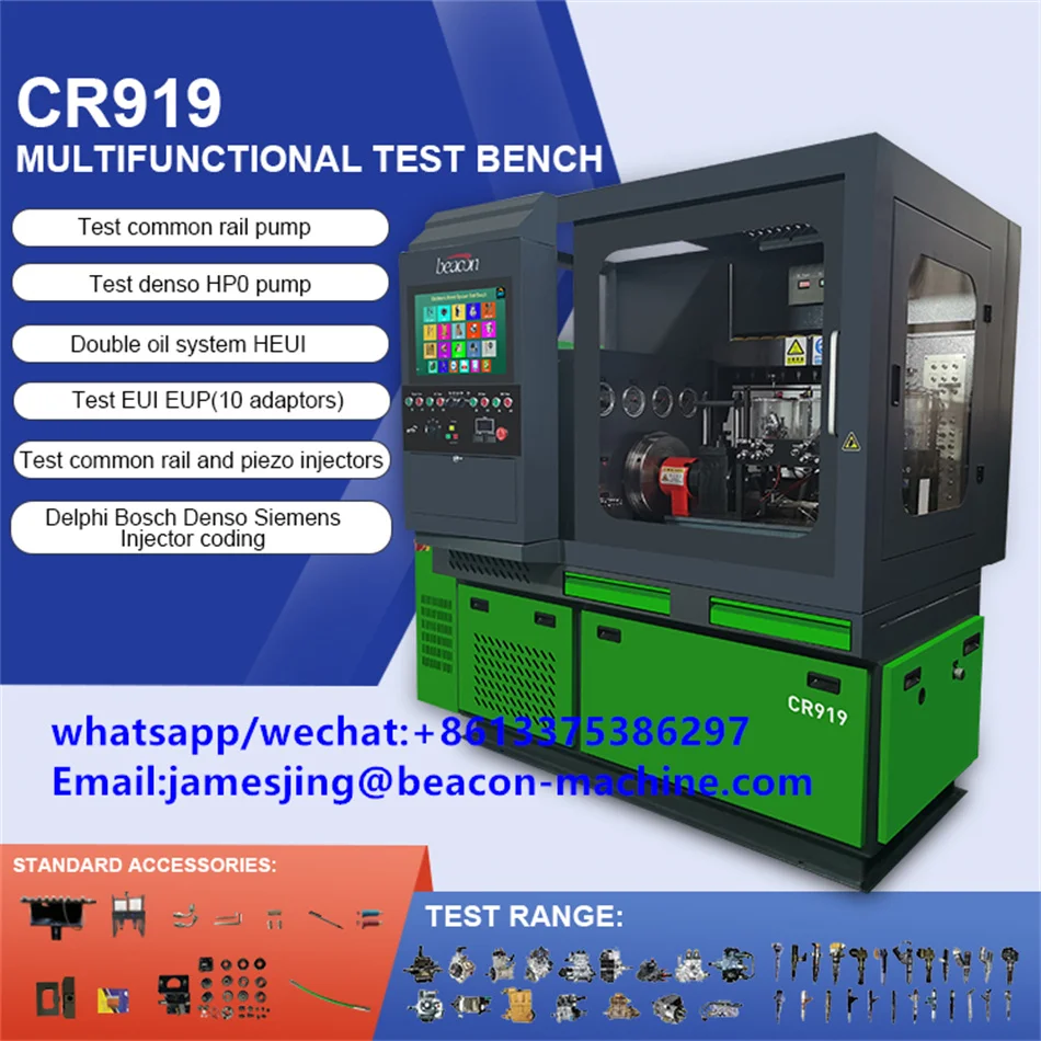 CR919 Implement all coding functions HEUI CRI diesel fuel injector pump test bench pump calibration machine