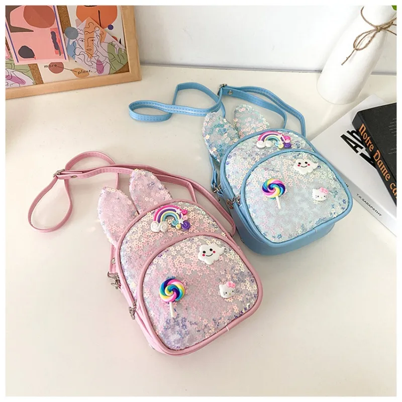 Sac à Dos Étanche avec Oreilles de Chat pour Enfant, Cartable d'École à Paillettes Scintillantes, Maternelle, pour Fille