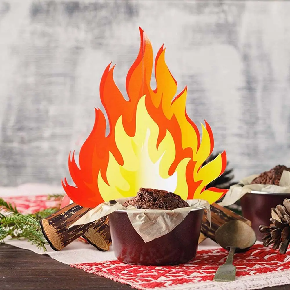 Safe Fake Camping Fire Torch Party Decor Artificial Bonfire Halloween Decoration Paperboard Campfire Cardboard Flame