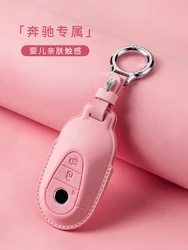 Leather Car Key Case Cover for Mercedes Benz 2022 C S Class W206 W223 S350 C260 C300 S400 S450 S500 Key Shell Protector