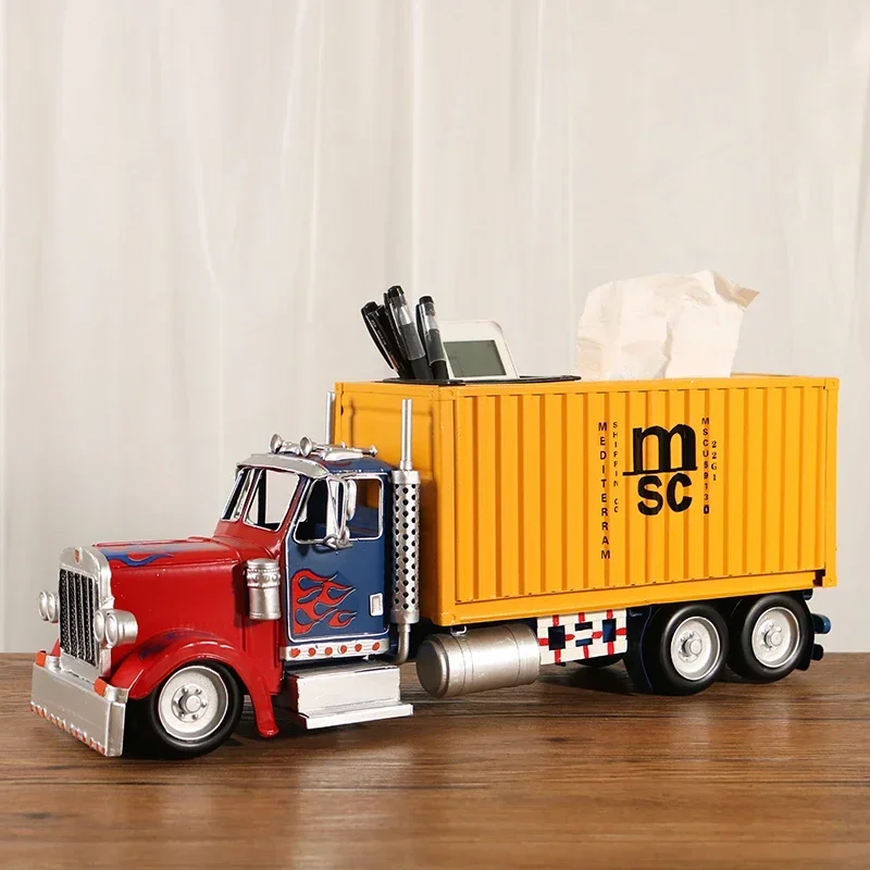Tin Optimus Prime Container Tissue Box Car Retro Model Decoration Household Paper Drawer Box Napkin Paper Box