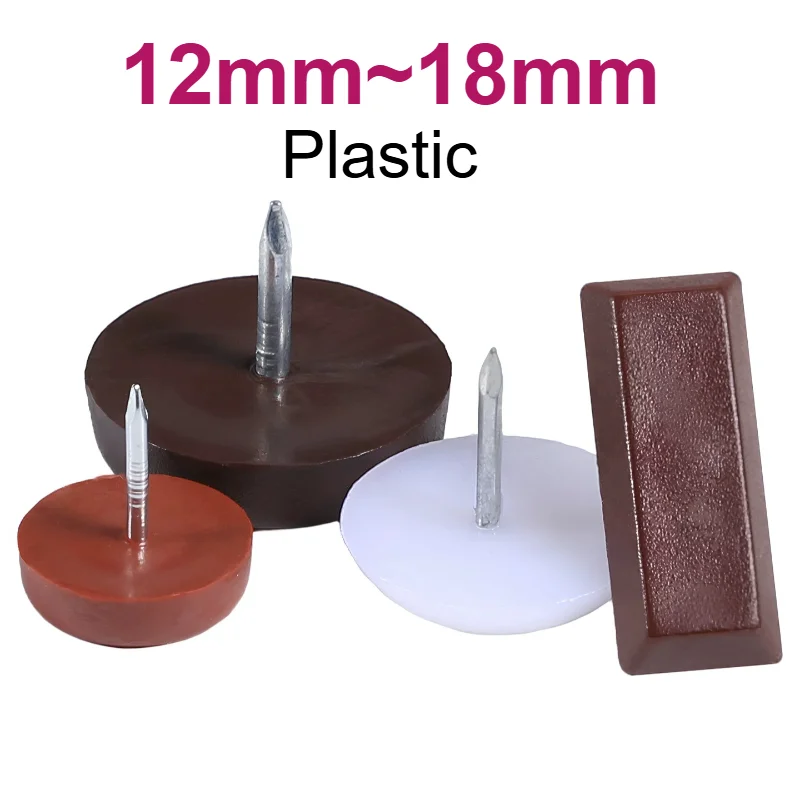 12mm~18mm Furniture Feet Nails Plastic Glide Nail Chair Desk Cabinet Furniture Levelers Glide Stick-on Glide Skid Pad