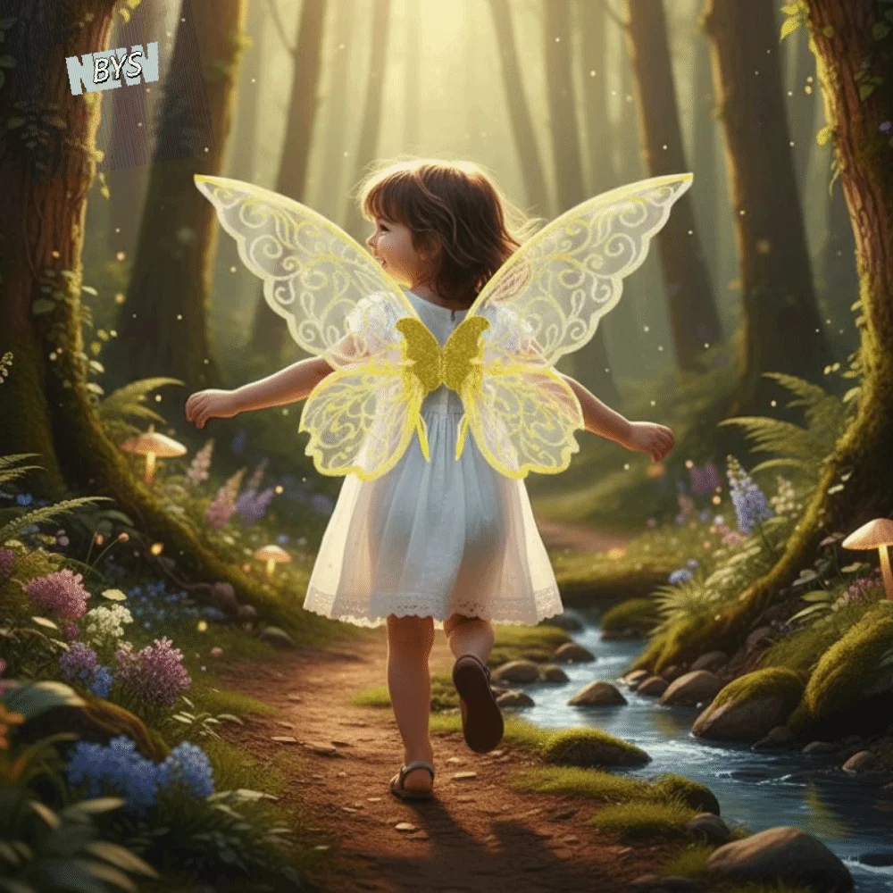 

Fantasy Colorful Butterfly Fairy Wings Sparkle Handmade Cosplay Wings Organza Dress Up Props Party Favor