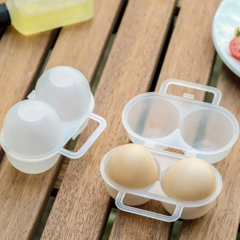 Outdoor Portable Egg Box Plastic Egg Tray 2 Grid Egg Storage Box Anti-shock And Anti-fall Egg Storage Box Home Kitchen Gadgets