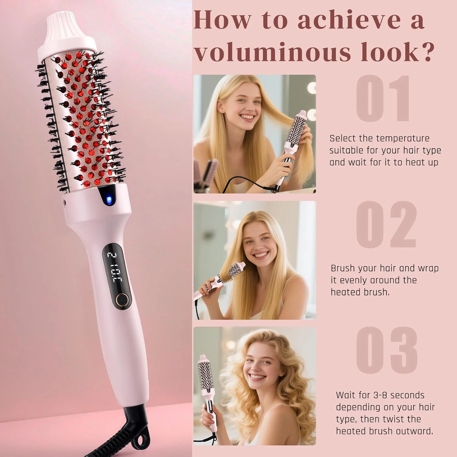 فرشاة حرارية 38 مللي متر برميل تكثيف فرشاة شعر ساخنة سيراميك مكواة تجعيد أيونية ناعمة تألق مستديرة ساخنة فرشاة حجم فضفاض