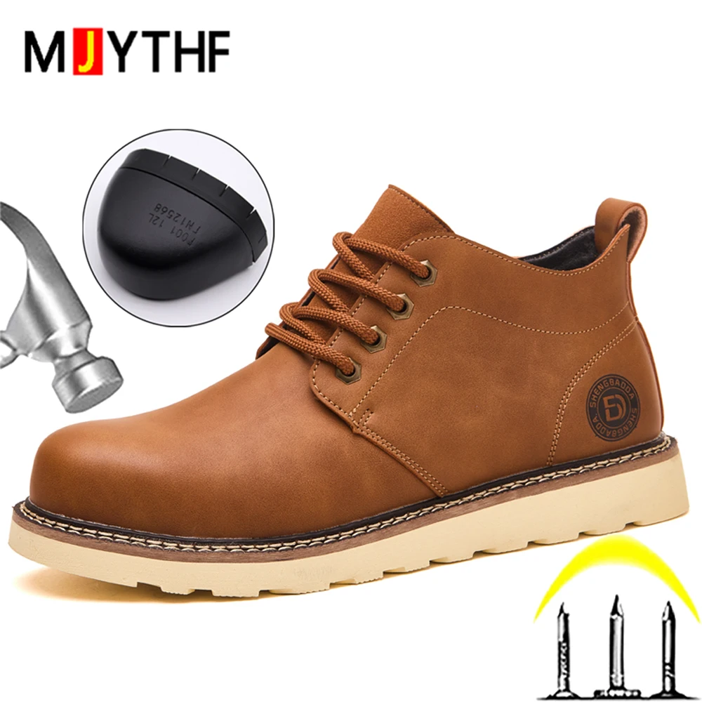 Security Men Leather Boots Work Shoes Puncture-Proof Safety Boot For Engineers Industrial Shoes Protection Boots Indestructible