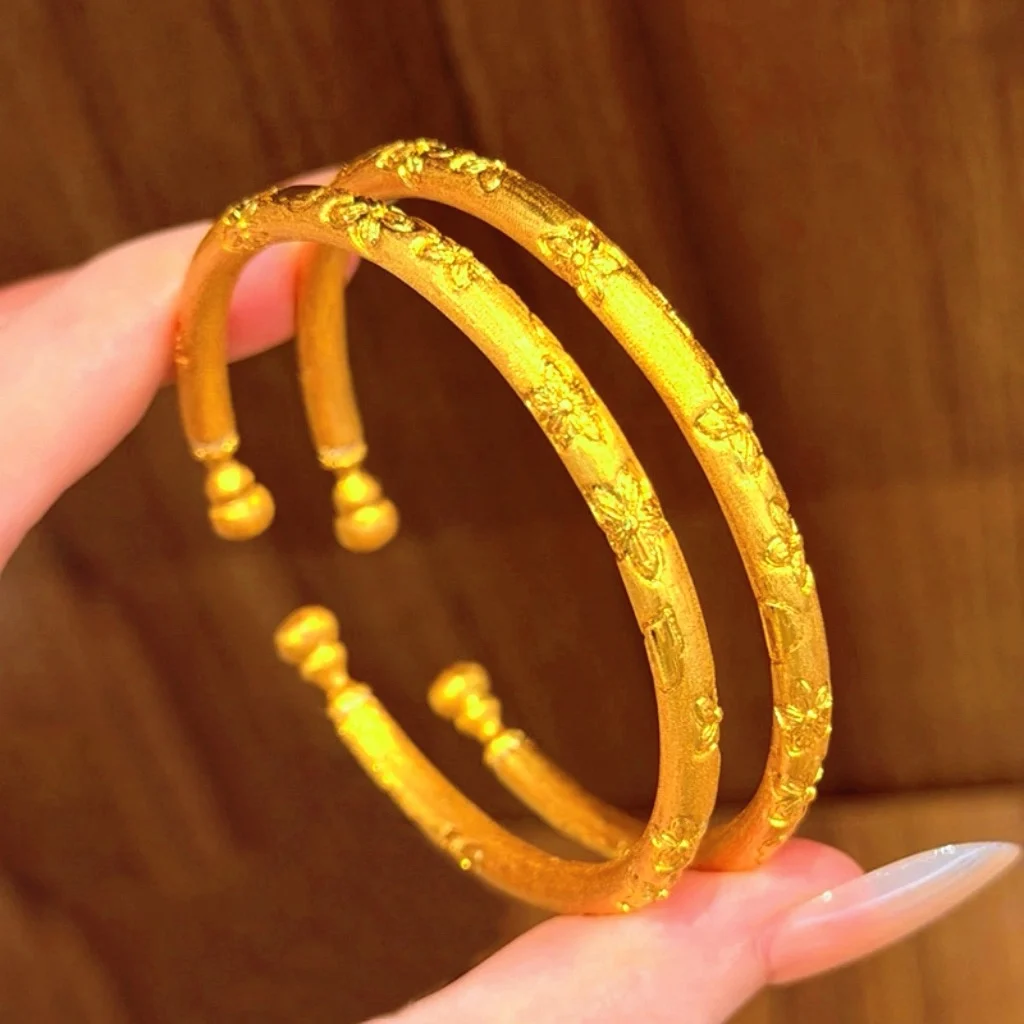 Premium Solid Gourd Bracelet Women 24K Gold AU999 Real Gold Material Durable and No Deformation