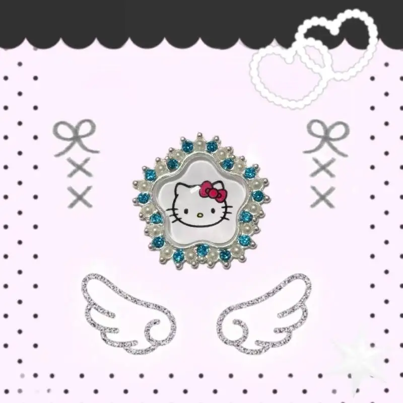 Pierścionek Cartoon Sanrio Hello Kitty z Błyszczącymi Diamentami, Uroczy Pierścionek w Stylu Retro Millennium Subculture dla Pikantnych Dziewczyn, Prezent Urodzinowy dla Dziewczyn