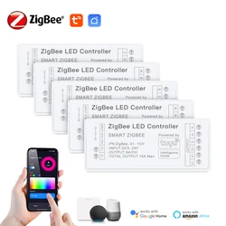 Zigbee 3.0 RGB CCT RGBW LED Strip Light Controller Ściemnialne sterowanie głosowe Współpracuje z Tuya Gateway SmartThings Bridge Alexa Google