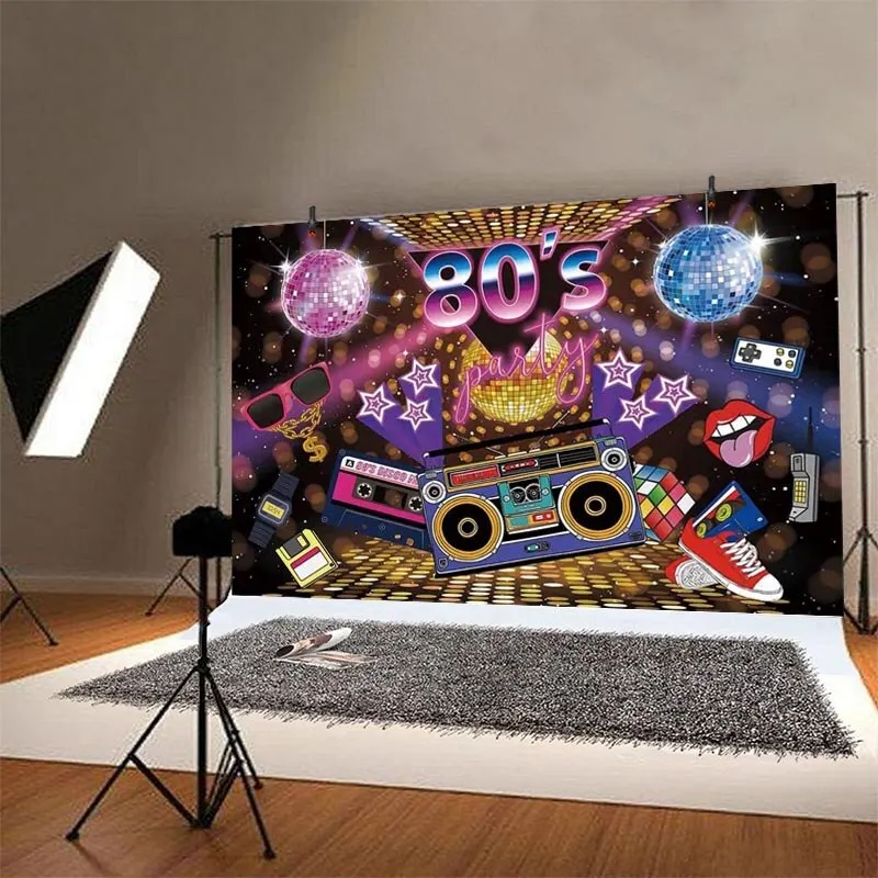 

80‘s Adult Photography Backdrop Disco Light Scene Party Photo Studio Background Decor Banner Prop