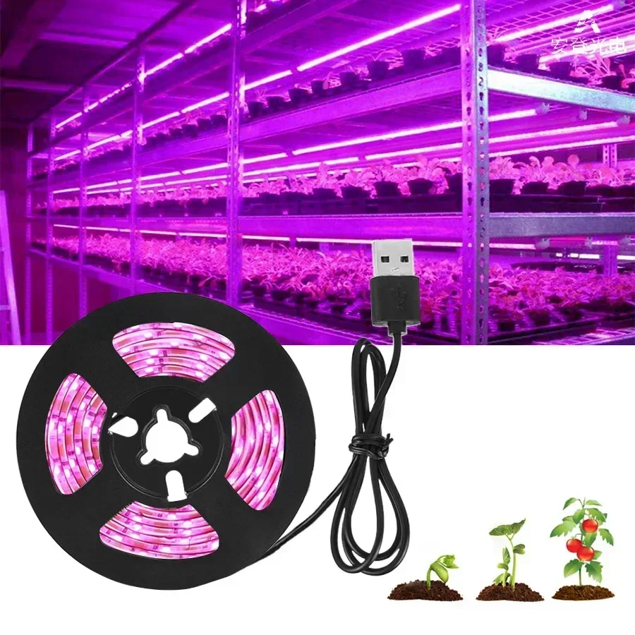 La luce della pianta coltiva la striscia LED 5V USB LED 1-5m Chip LED a spettro completo per la piantina di fiori in serra coltiva la tenda idroponica