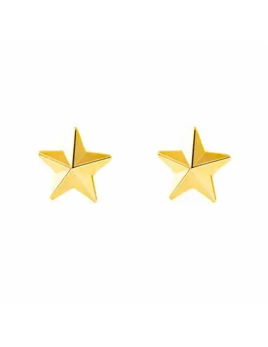 Earrings yellow gold girl star faceted in glitter