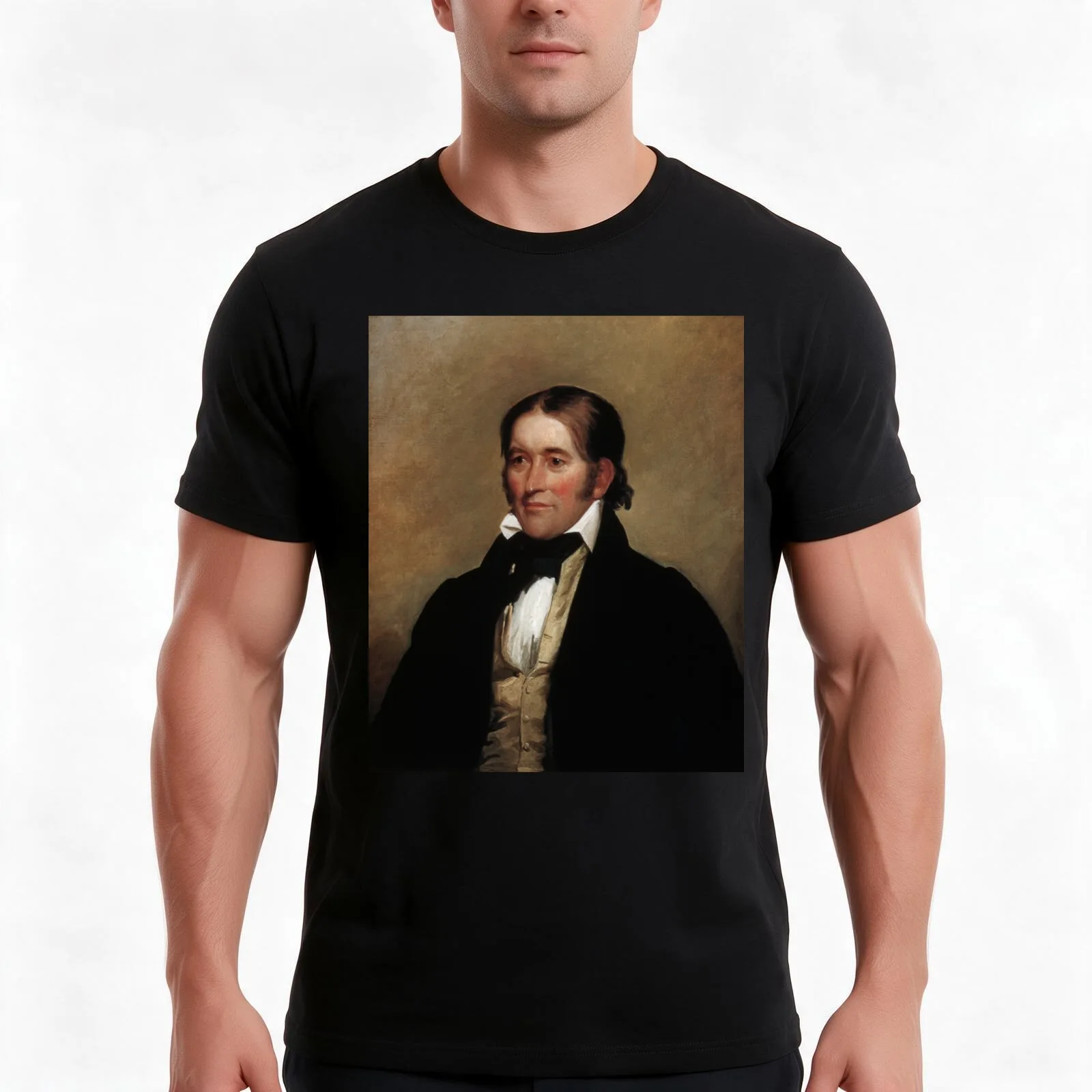Davy Crockett T-Shirt, Summer Casual Cotton Tee, Oversized Streetwear Tops, Vintage Graphic Print, Loose Fit Short Sleeve