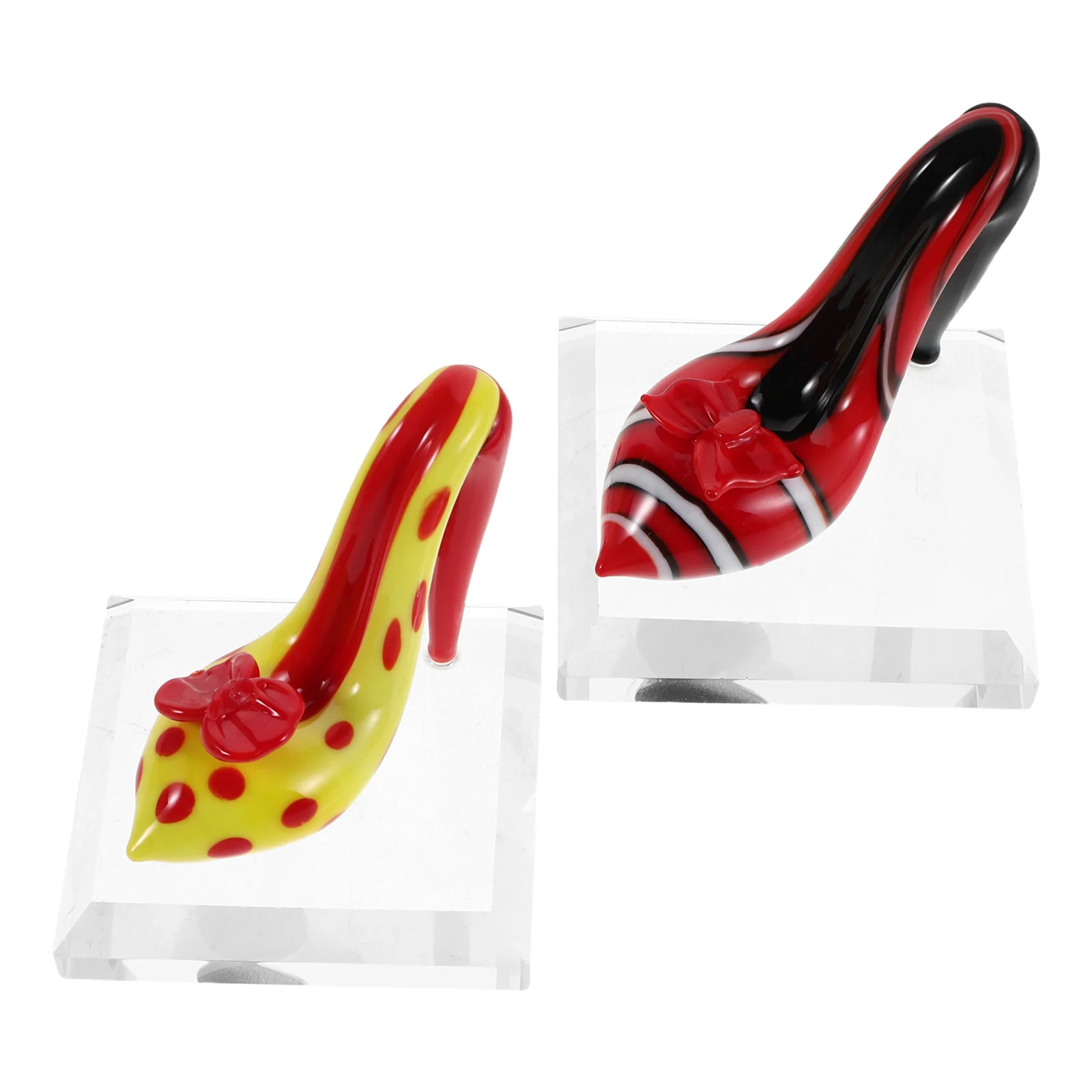 

2Pcs Artistic Glass Heel Sculpture - Colorful Miniature High Heel Decor - Elegant Wedding Favor Gift Bridesmaid Present Fairy
