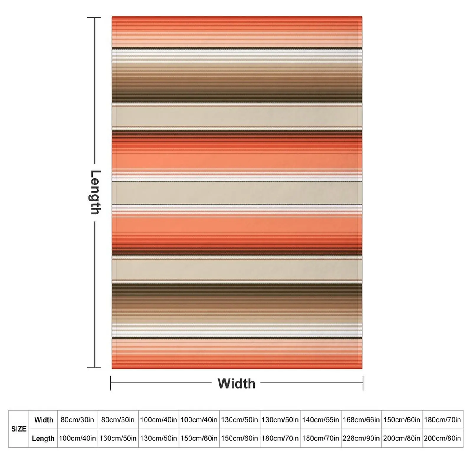 Navajo White, Burnt Orange and Brown Southwest Serape Blanket Stripes Throw Blanket