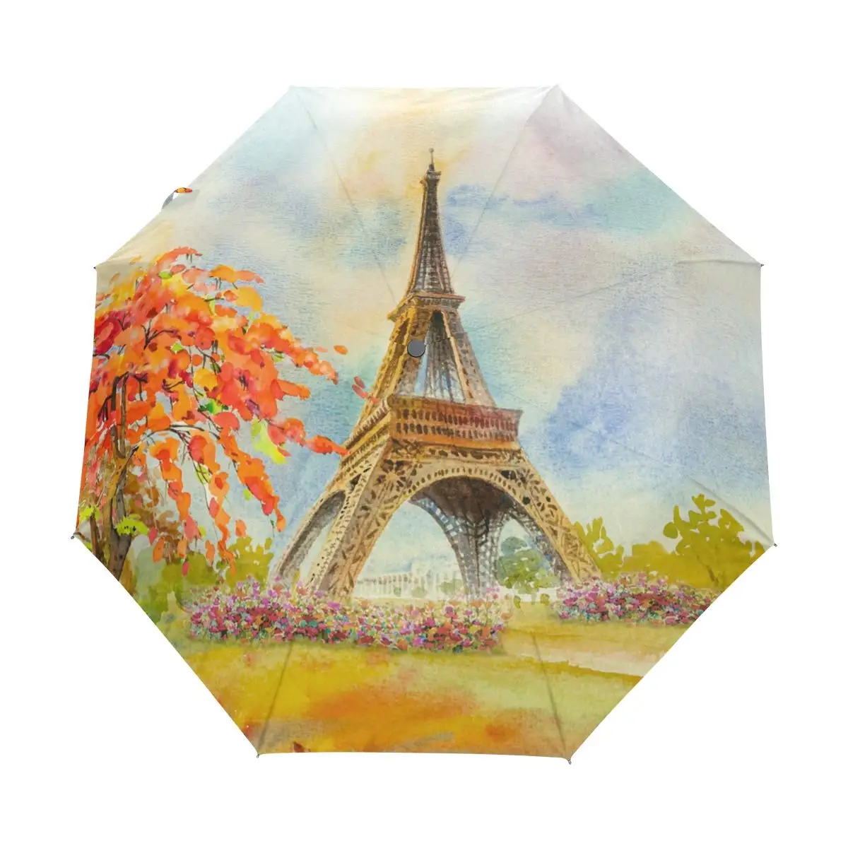 Eiffel Tower Paris Travel Umbrellas Famous Buildings Folding Rain Umbrella Windproof Compact Lightweight for Adults Women Girls