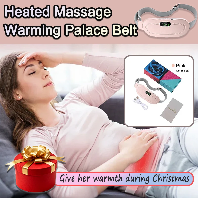

Heated Massage Warming Palace Belt for Girl During Menstrual Period Vibrating Heating Belt Waist Massager 4-Level Christmas Gift
