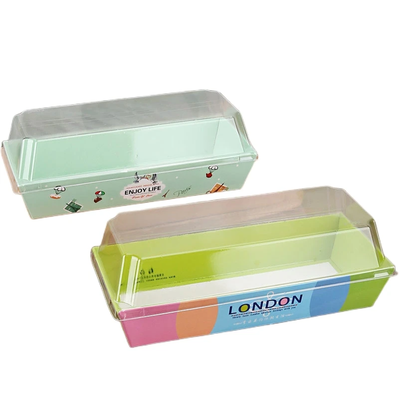 Caja de papel Kraft rectangular personalizada, embalaje de alimentos de panadería desechable, Sushi, pastelería pequeña, caja de envoltura de sándwich con