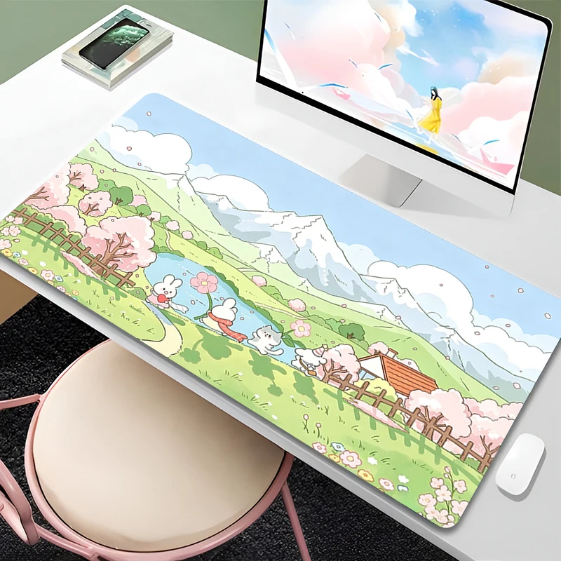 Large Mouse Pad Computer Desk Mat kawaii Gaming Pad Japanese healing scenery Mousepad Anime Keyboard Gamer Accessories Table Pad