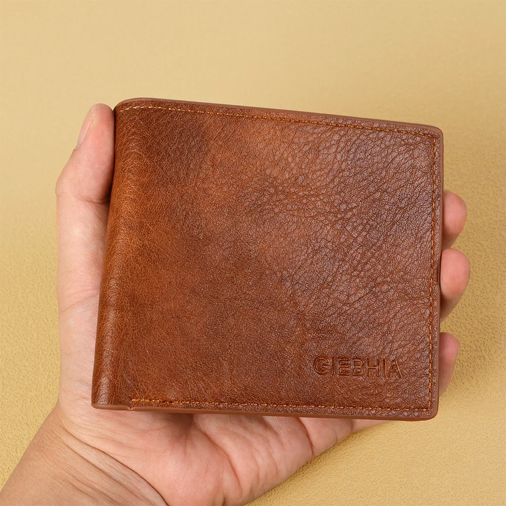 Men PU Leather Short Wallet Bifold Card Holder Cash Organizer ID Window Multi Slot RFID Blocking Billfold with Coin Pocket