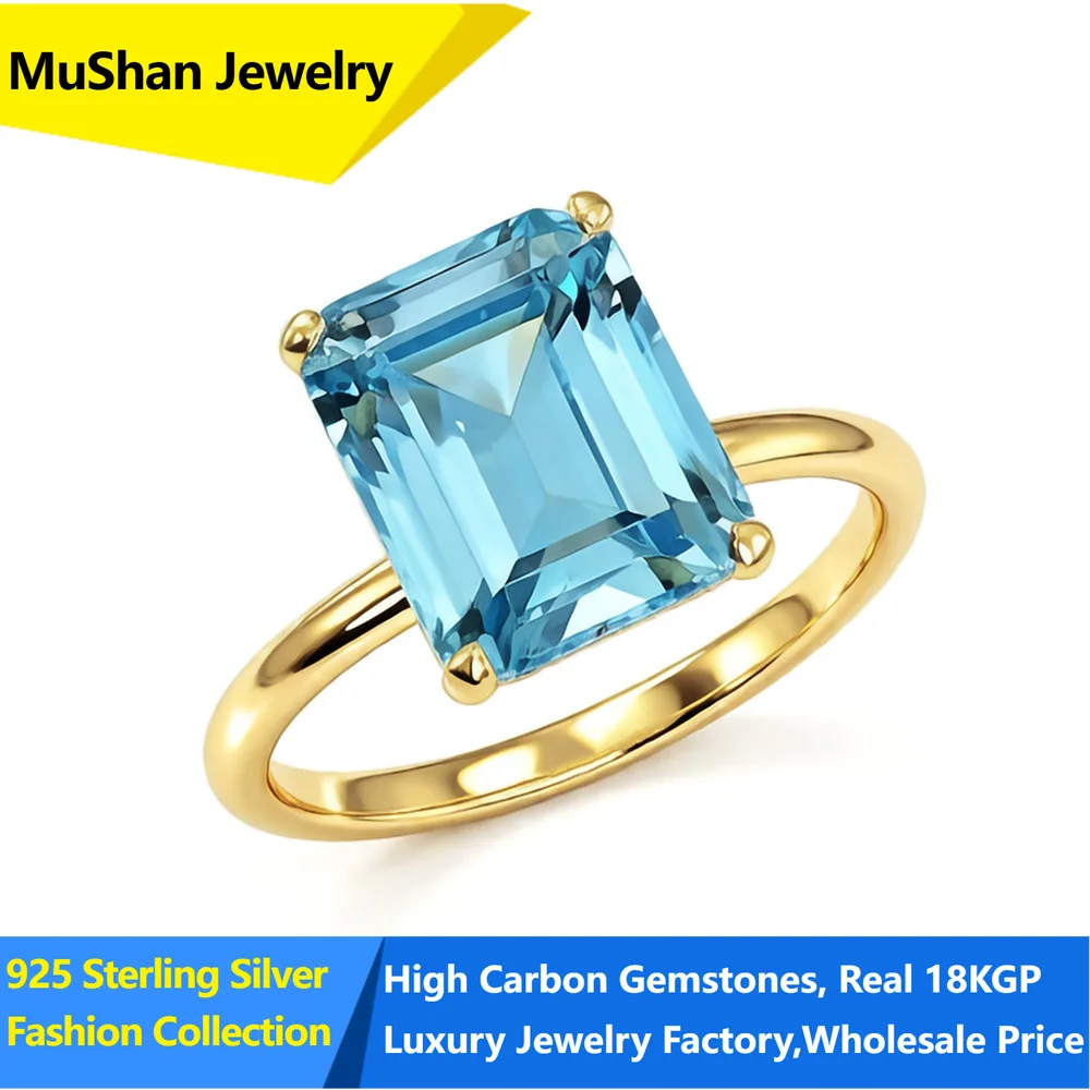 MuShan Jewelry Factory 925 Sterling Silver Rings Wedding Band for Women Certificate High Carbon Gemstones Ring s925 Fine Jewelry