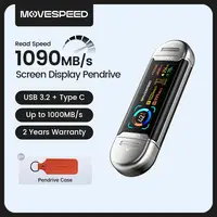MOVESPEED SU10 1090 MB/s PenDrive de estado sólido 2TB 1TB 512GB 256GB 128GB LCD USB3.2 Gen2 tipo C unidad Flash para iPhone 15/16/17 PC