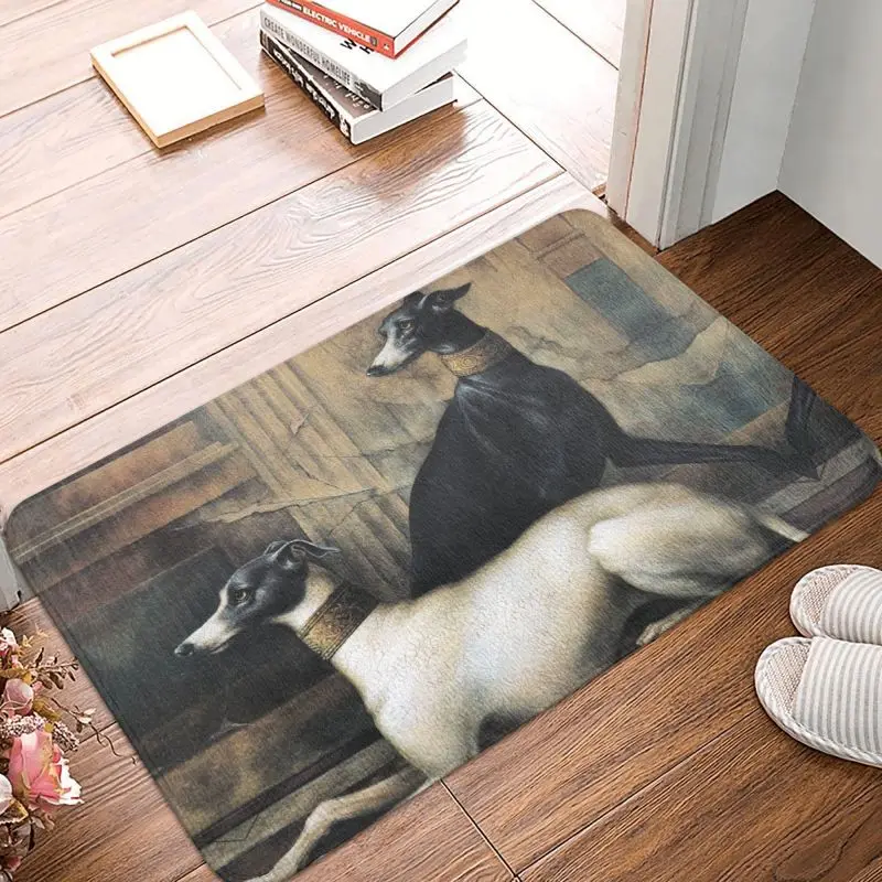 Greyhounds With Gold Collars Doormat Anti-Slip Bathroom Kitchen Mat Living Room Door Floor Entrance Carpet Rug