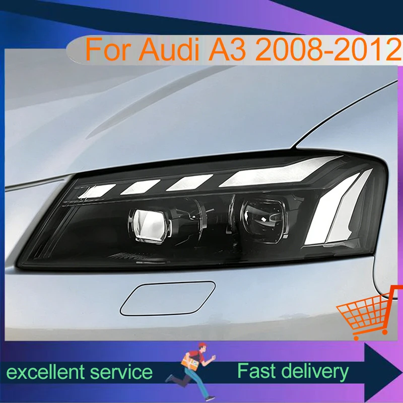 Auto 2008-2012 Headlights For Audi A3 Front Lamp Full LED Bulbs DRL Newest Upgrade Head Light Projector Lens Car Accessories