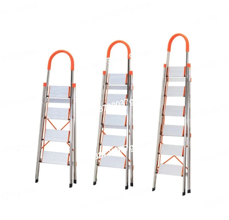 Household D-type stainless steel ladder portable folding herringbone ladder