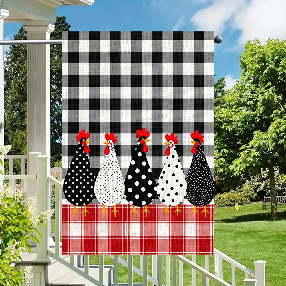 1PC Farmhouse Chicken Graphic Garden Flag, Duplex Print, Perfect for Patio and Outdoor Decor (Pole Not Included)