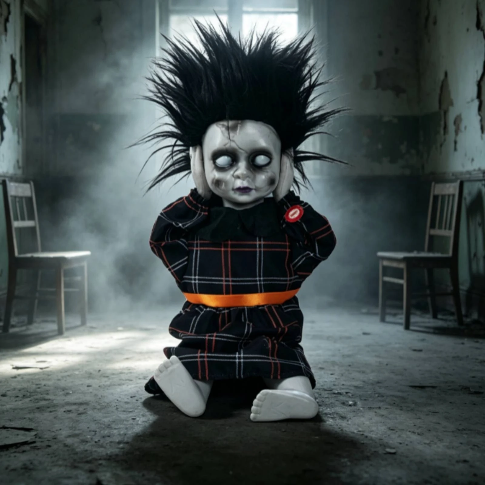 Doll with Light and Sound Battery-Operated Horror Doll Prop Creepy Decorations Scary